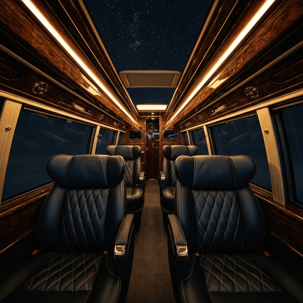 Luxury coach interior with premium seats Hyderabad